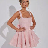 Robe Mini à Nœud en Sequins Éblouissants Victoria