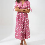Clarisse™ — Robe midi à pois élégance naturelle