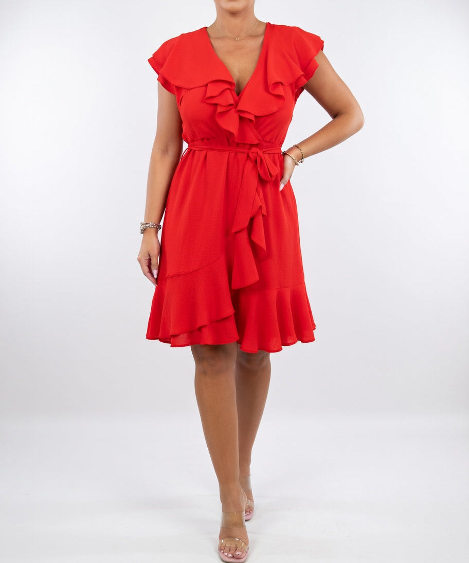Célyane™ — Robe portefeuille noire fluide féminine