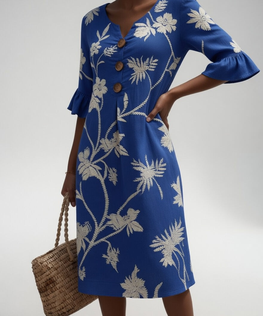 Lénora™ — Robe mi-longue florale liberté estivale