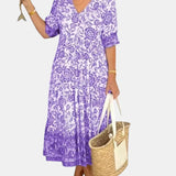 Aria | Robe Florale Élégante avec Décolleté en V