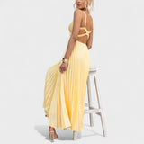 Abia - Robe maxi plissée jaune
