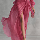 Beatrice | Robe longue en chiffon élégante avec décolleté en V et taille à nouer