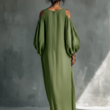 Anika | Robe Maxi à Manches Bouffantes Verte