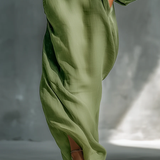 Anika | Robe Maxi à Manches Bouffantes Verte
