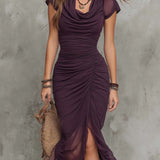 Kira | Robe Midi Plissée Abstraite et Élégante