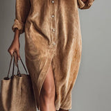 Vera - Robe Midi en Velours Côtelé