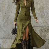 Ana - Robe Longue Rétro Marron