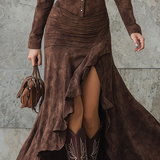 Ana - Robe Longue Rétro Marron