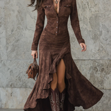 Ana - Robe Longue Rétro Marron