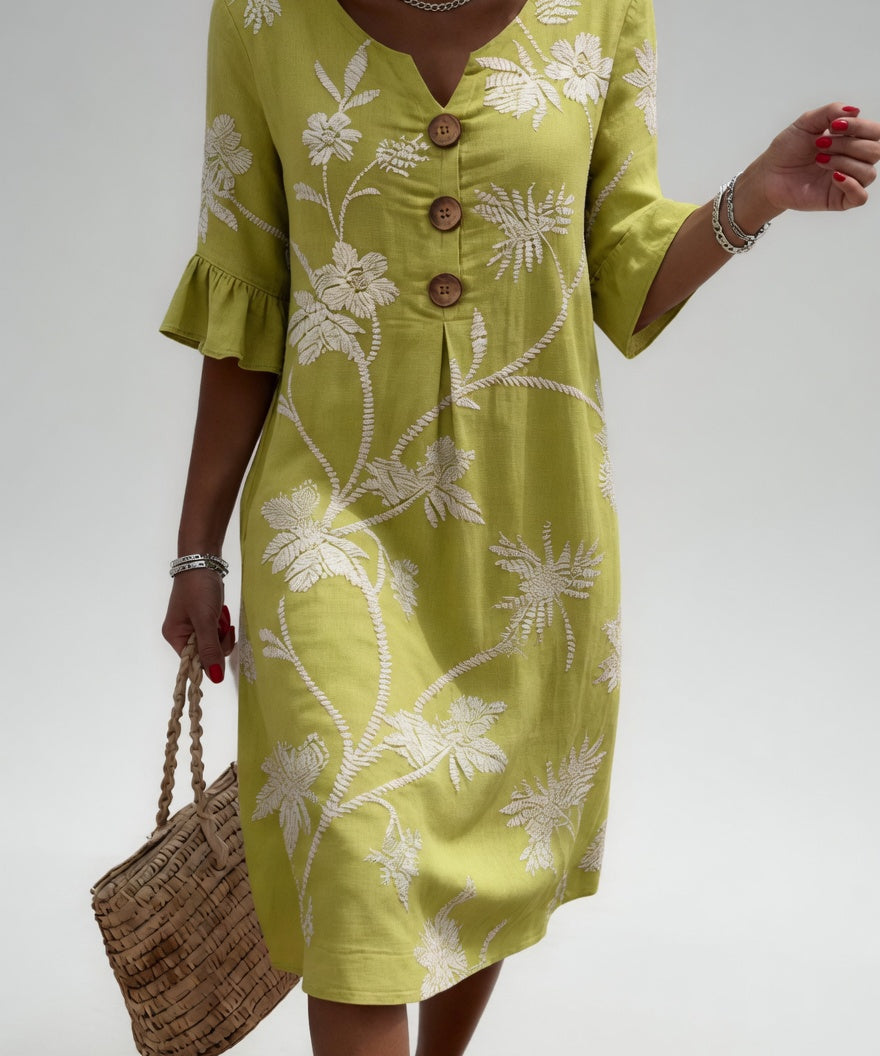 Lénora™ — Robe mi-longue florale liberté estivale