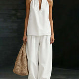 Sandra - Ensemble Col Halter Jeans