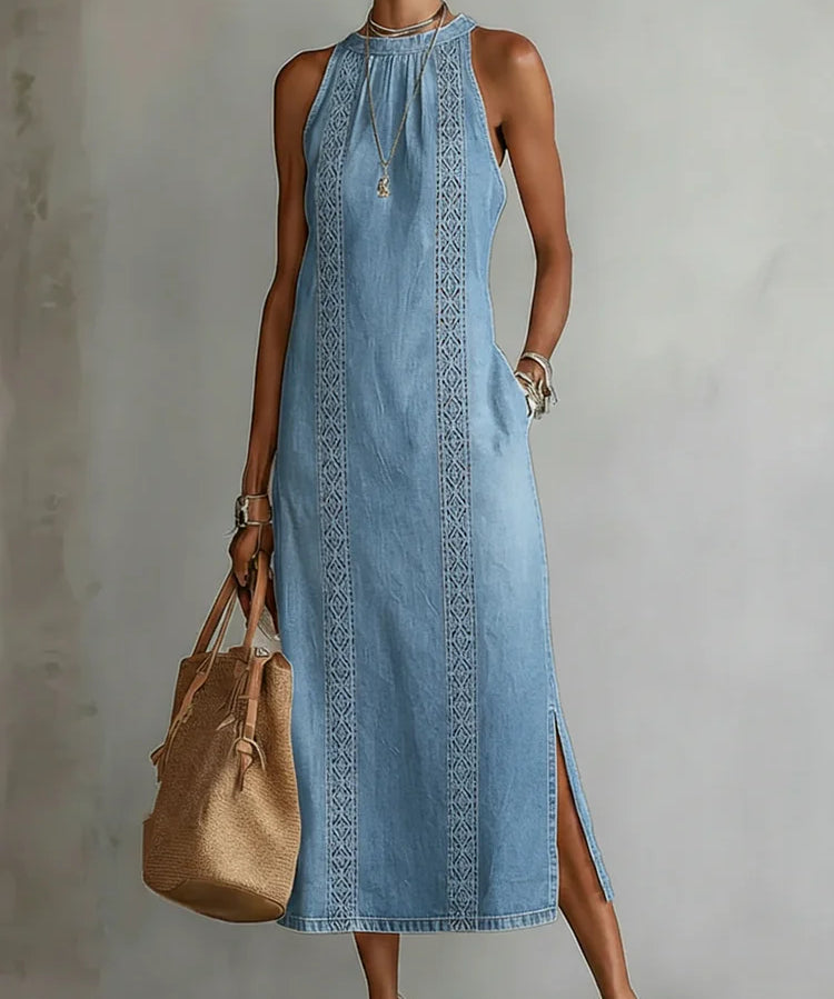 Julia™ | Robe en denim à dentelle rétro