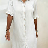 Anne™ | Robe en denim froncé