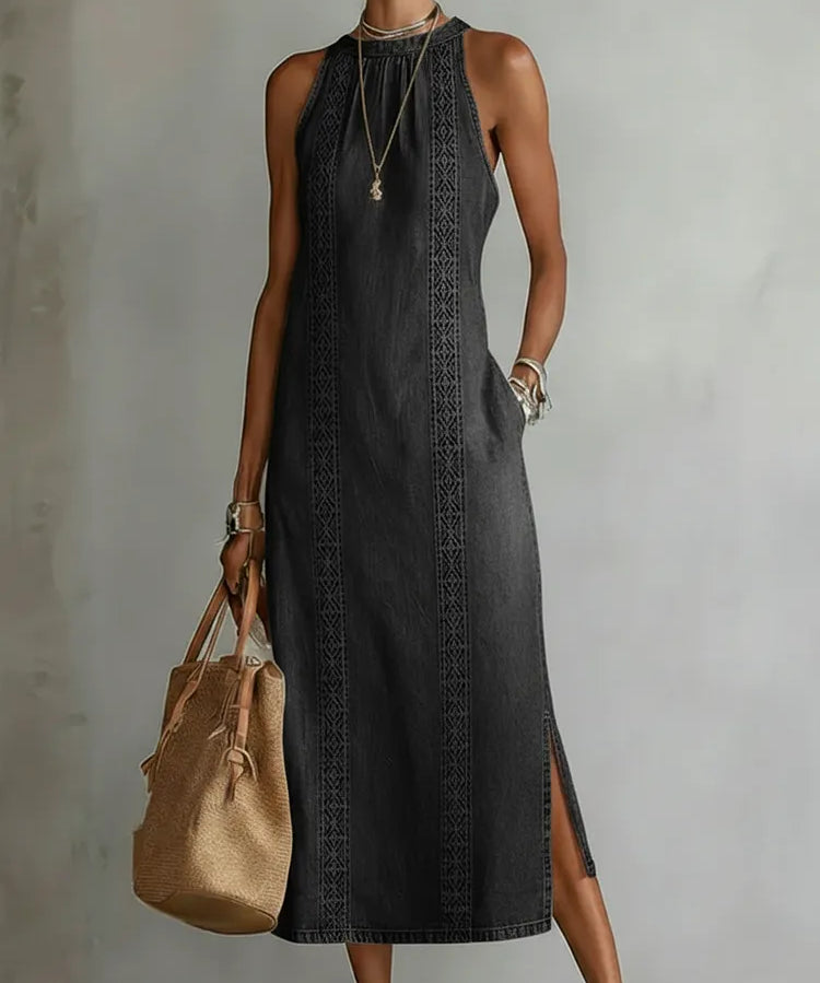 Julia™ | Robe en denim à dentelle rétro