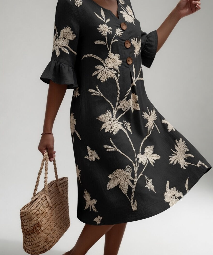 Lénora™ — Robe mi-longue florale liberté estivale