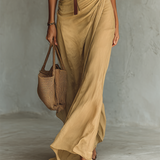 Robe Maxi Col Revers Manches Longues