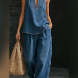 Sandra - Ensemble Col Halter Jeans