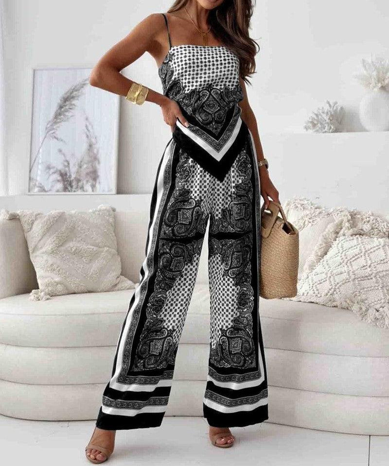 Helen | Ensemble élégant de deux pièces avec top à lacets et pantalon prêt pour les vacances