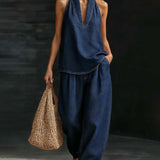 Sandra - Ensemble Col Halter Jeans