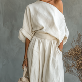 Ensemble en Lin Haut-Décollé Pantalon