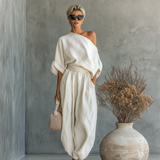 Ensemble en Lin Haut-Décollé Pantalon