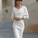 Clarisse™ — Robe midi drapée élégante intemporelle