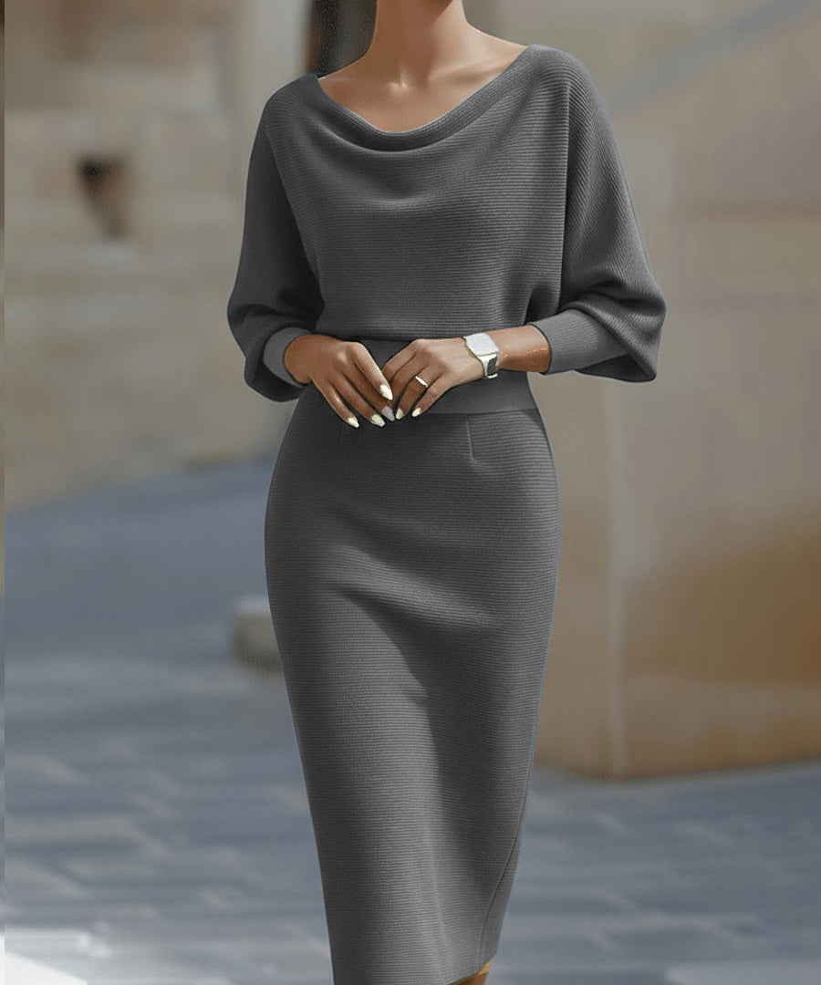 Clarisse™ — Robe midi drapée élégante intemporelle