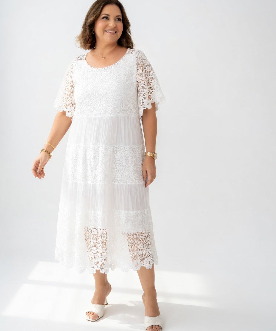 Clarisse™ — Robe midi élégante à dentelle délicate