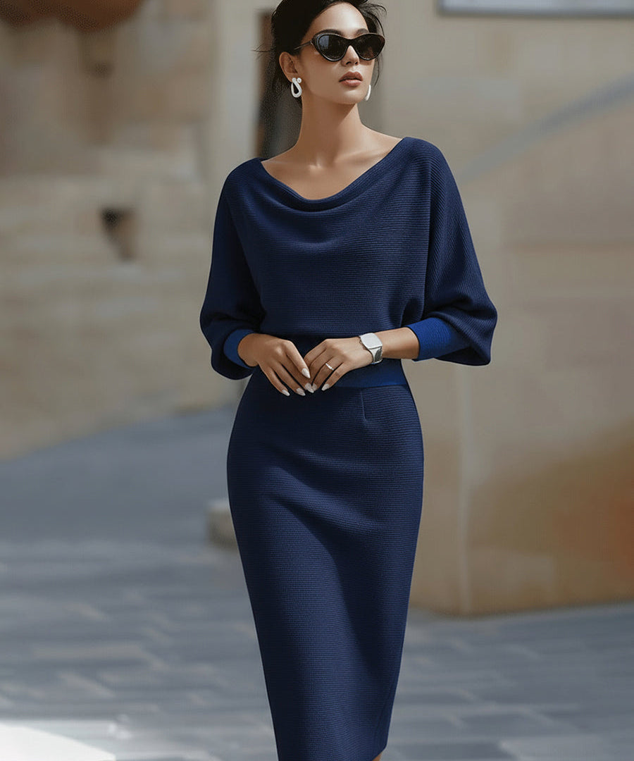 Clarisse™ — Robe midi drapée élégante intemporelle