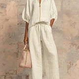 Alba | Ensemble de deux pièces : Chemise de style décontracté et pantalon à jambes larges