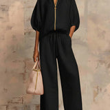 Alba | Ensemble de deux pièces : Chemise de style décontracté et pantalon à jambes larges
