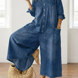 Diana™ | Combinaison en denim vintage à boutons