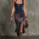 Pia™ | Robe patchwork boho avec fente