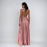 Emma | Robe Halter Ouverte dans le Dos Métallique