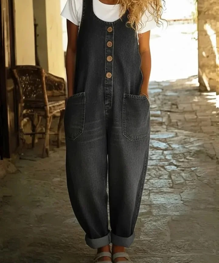 Ruth™ | Salopette en denim coton lavé vintage