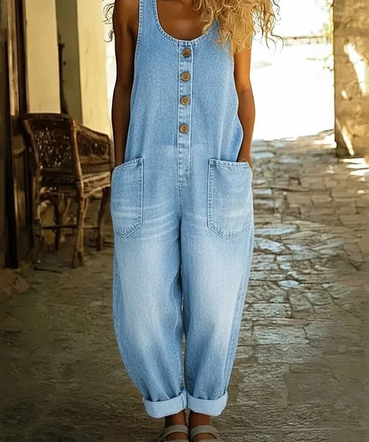 Ruth™ | Salopette en denim coton lavé vintage