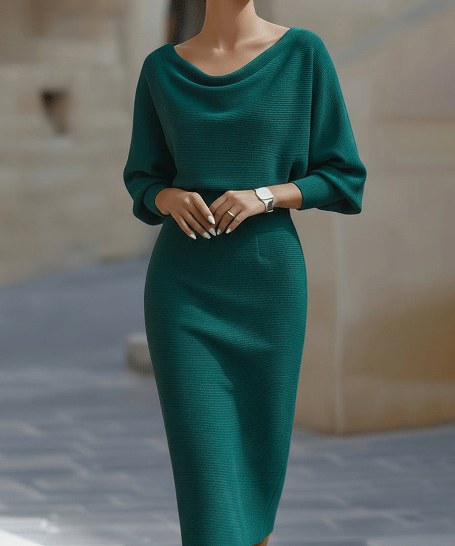 Clarisse™ — Robe midi drapée élégante intemporelle